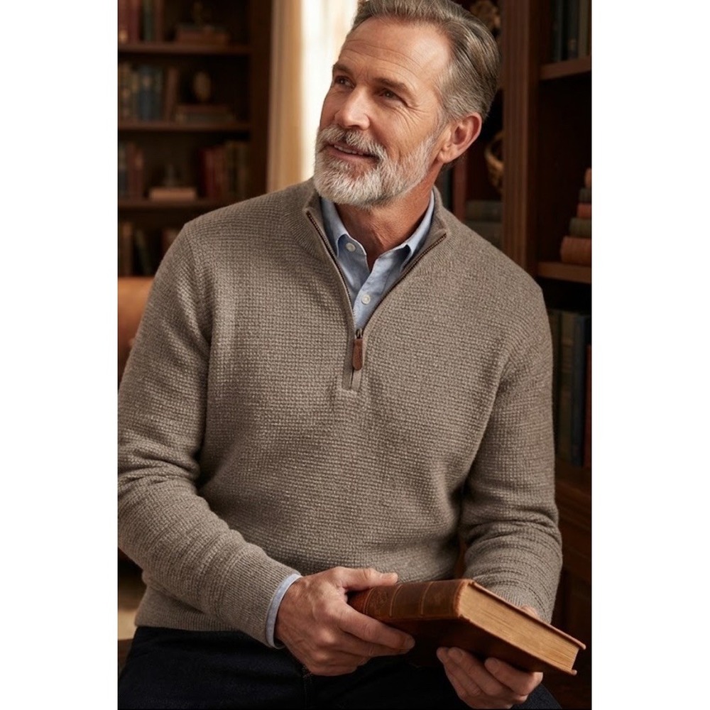 The Men's Store Bloomingdale's Merino Wool Half Zip Sweater Pullover Ash Gray XL